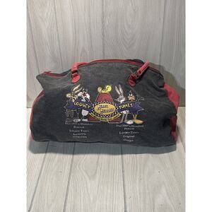 Vintage 1993 Warner Brothers Looney Tunes Duffle Bag Black And Red Bugs Bunny